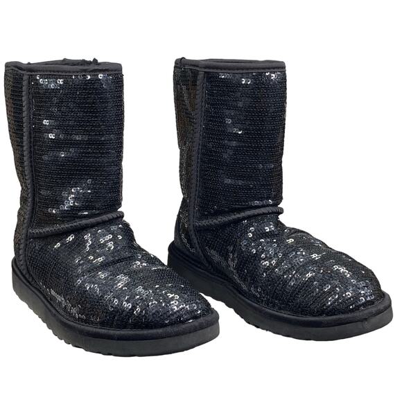 UGG Women's Classic Short Black Sequin Winter Boot Size US 7 - Picture 5 of 12